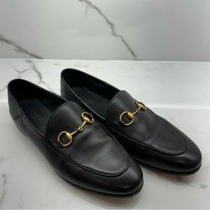 Black leather Gucci loafers